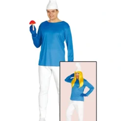 Blau-weißes Zwergen Kostüm