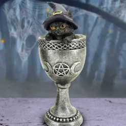 Hexenkätzchen Mit Zaubertrank Kelch 15,7cm -Karnevalskostüme Herren Verkäufe coven cup hexenkatze mit silber kelch coven cup witches cat with silver goblet 54625 07