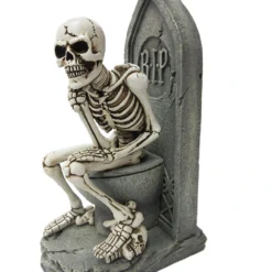 Denkende Skelett Figur Auf Toilette