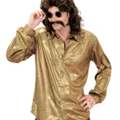 80s Glitzer Discohemd Gold