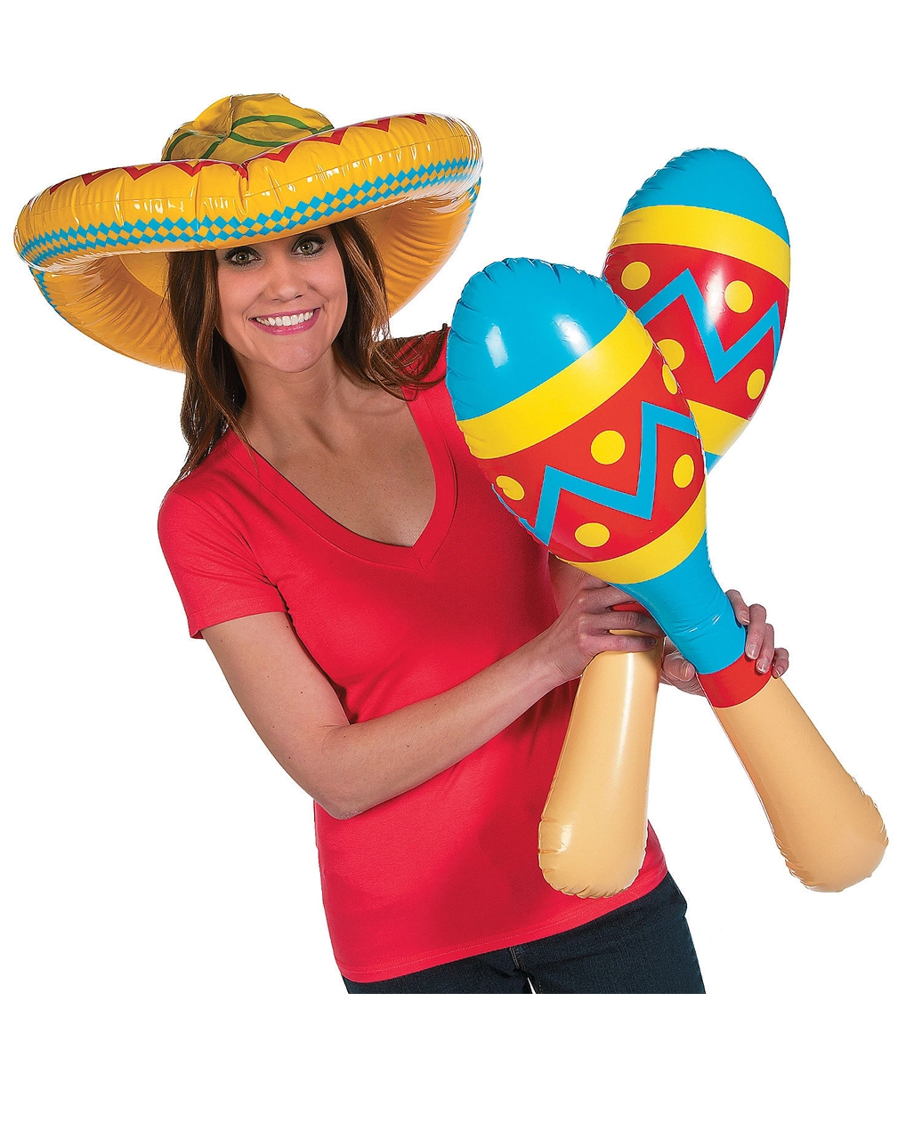 Aufblasbarer Sombrero Mit Maracas 2 Aufblasbarer Sombrero Mit Maracas – Bild 2