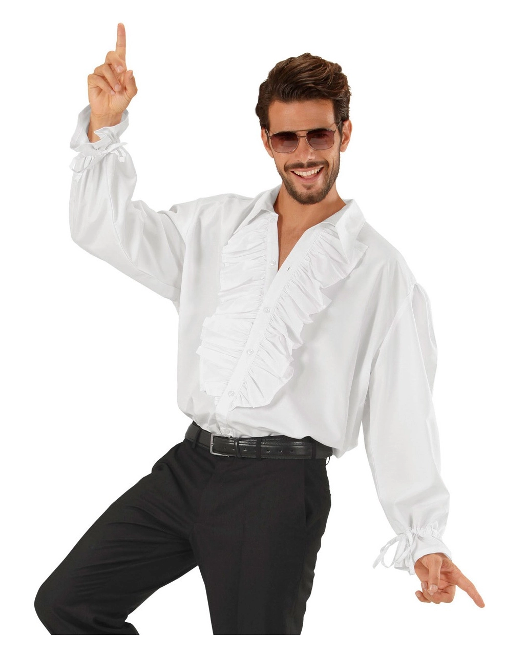 Weißes Herrenhemd Mit Rüschen & Knöpfen 2 Weißes Herrenhemd Mit Rüschen & Knöpfen – Bild 2